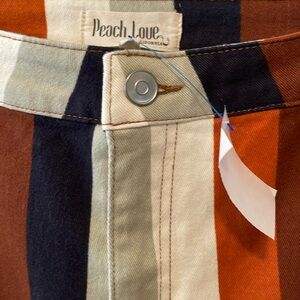 PEACH LOVE BOHO HIPPIE STRIPED FLARED BELL BOTTOM JEANS NWT